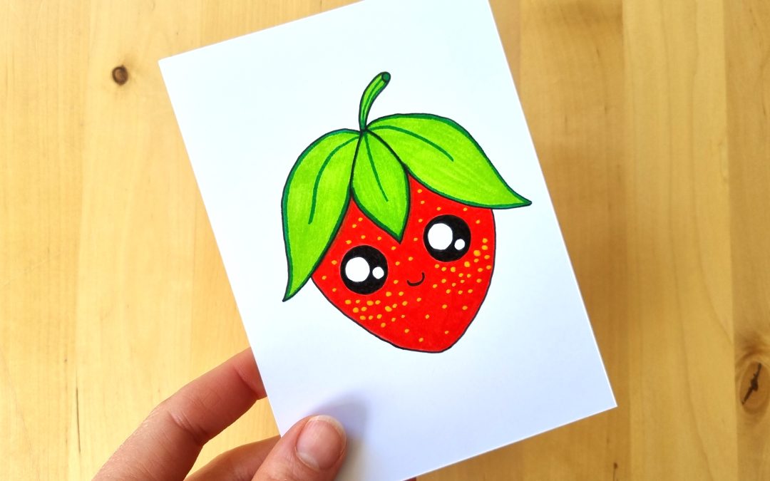Een schattige aardbei tekenen doe je zo