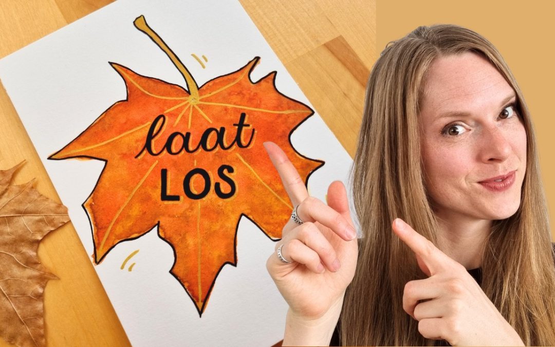 Herfst tekst handletteren op kaart