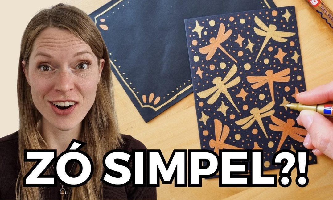 Zo teken je libellen op een kaart van zwart papier!