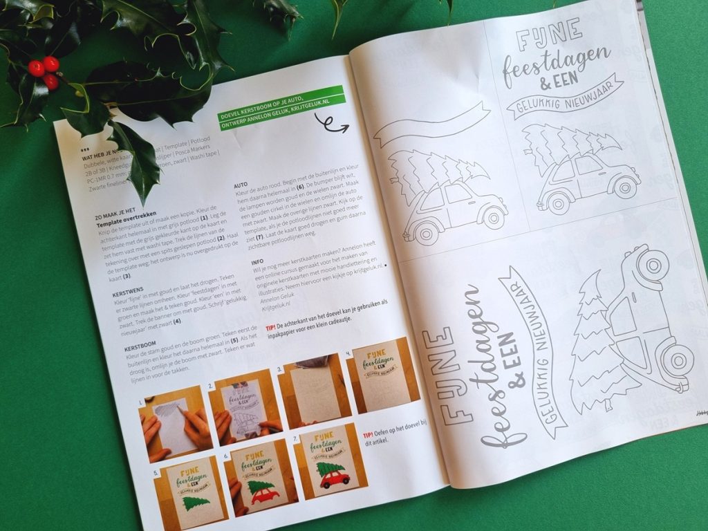 kerstkaart-handletteren-auto-kerstboom-dak-kerstwens