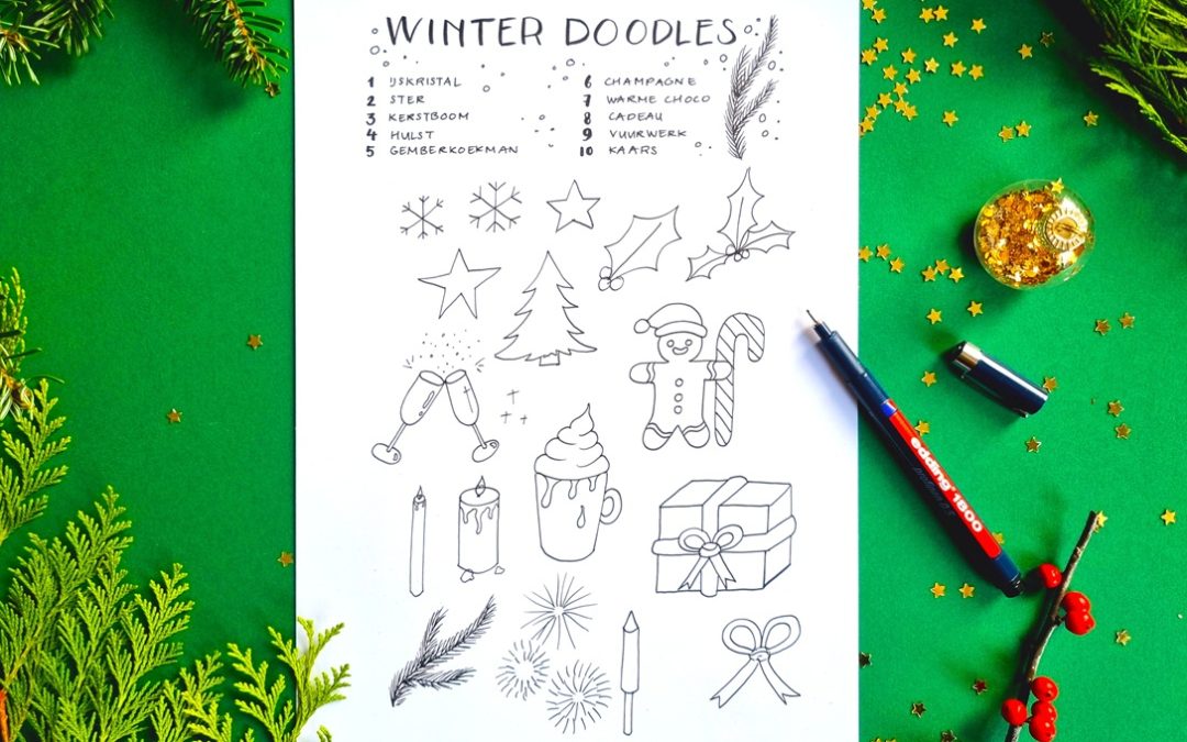 10 winter doodles tekenen met alleen een fineliner!