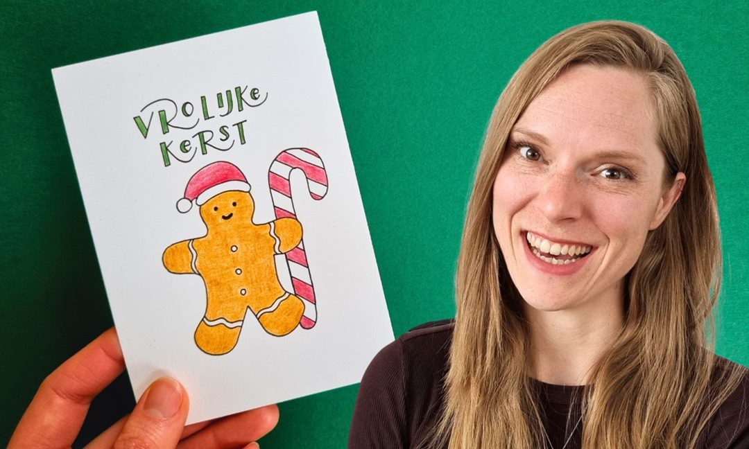 Zo teken je een kerstkaart van een gingerbread mannetje
