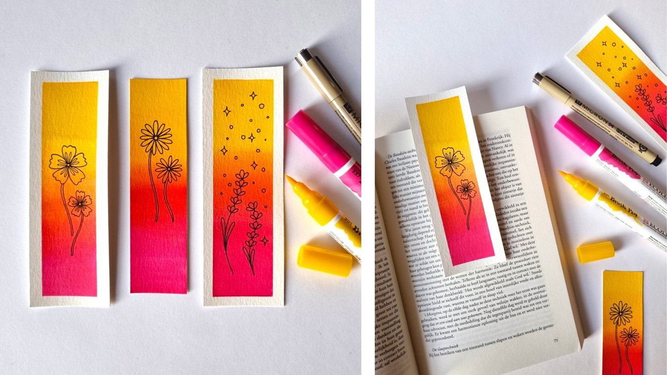 Bloemen-boekenlegger-maken-ecoline